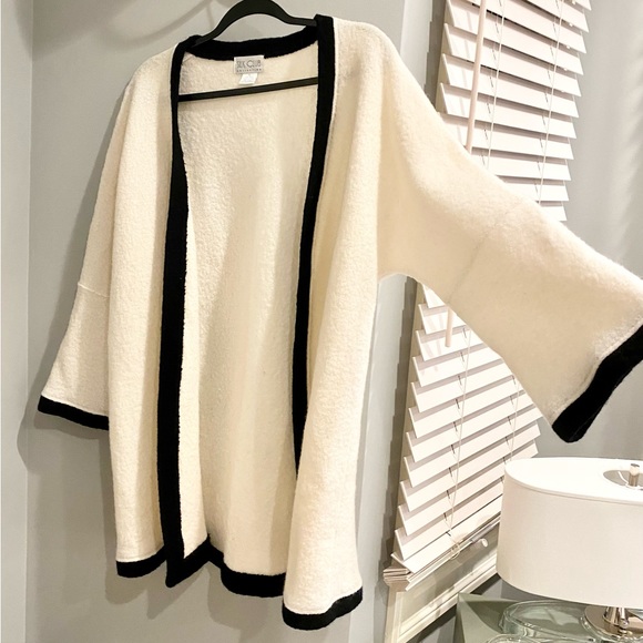 Vintage Sweaters - 90s Wool Oversized Cardigan Sweater Womens Small Medium Boiled Felted Vintage